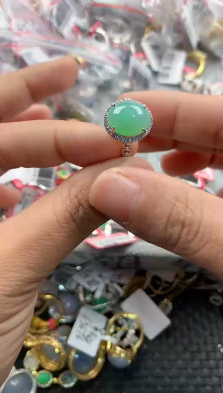 银S925镶嵌戒指翡翠333               1