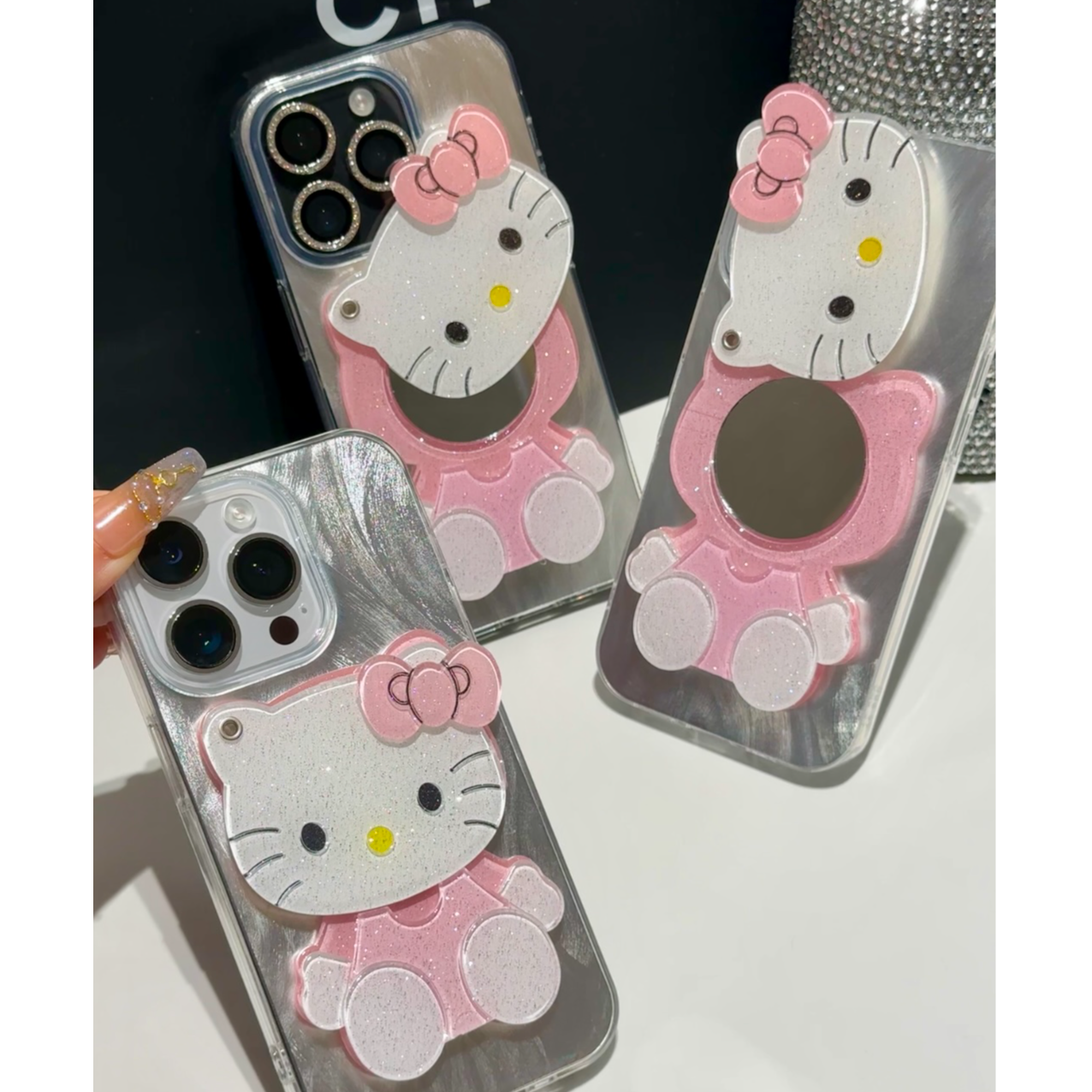 Kitty补妆镜适用iphone15/16苹果13手机壳华为vivo小米14oppo女款