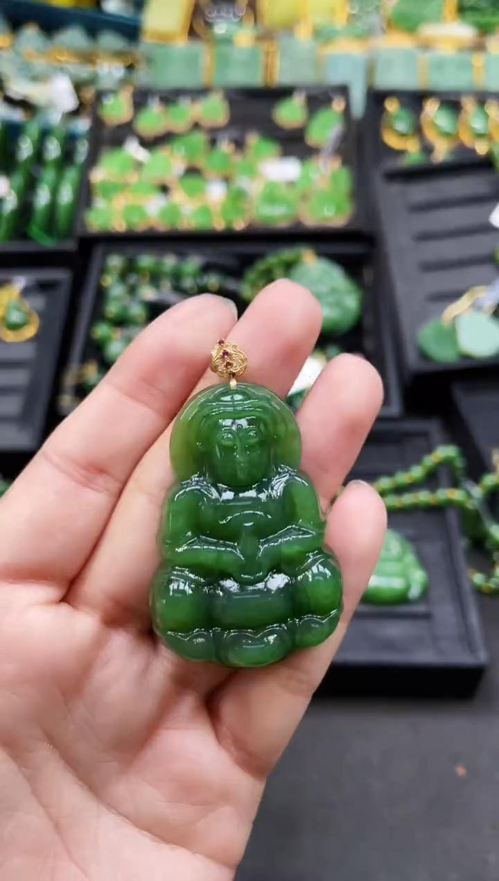 【闪购商品】和田玉吊坠18K金镶嵌52MM 多样性发一