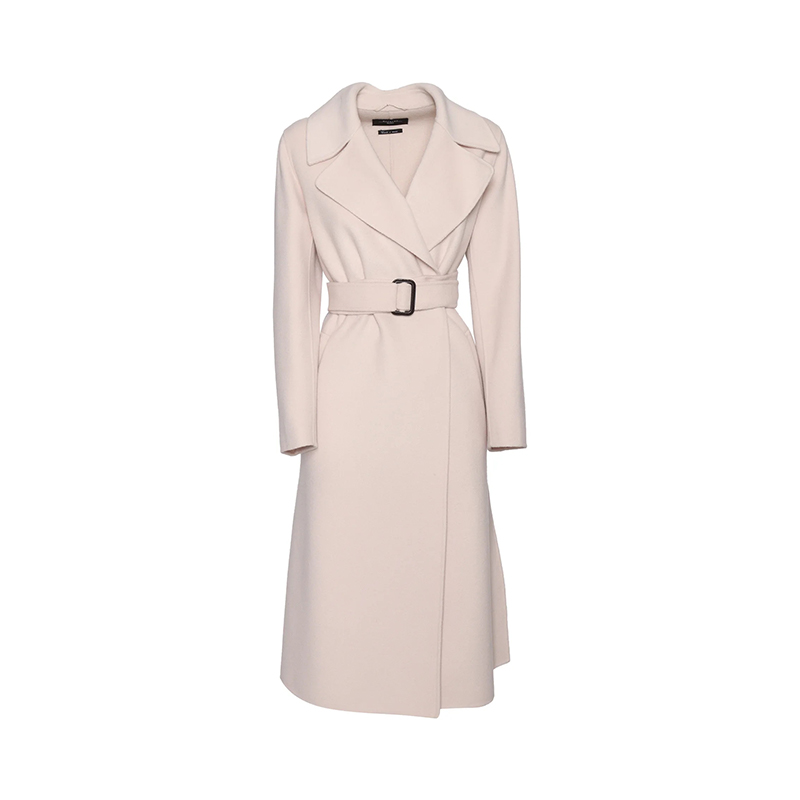 MaxMara【国现 专柜13000】女士樱花粉羊毛大衣 Alpino 064