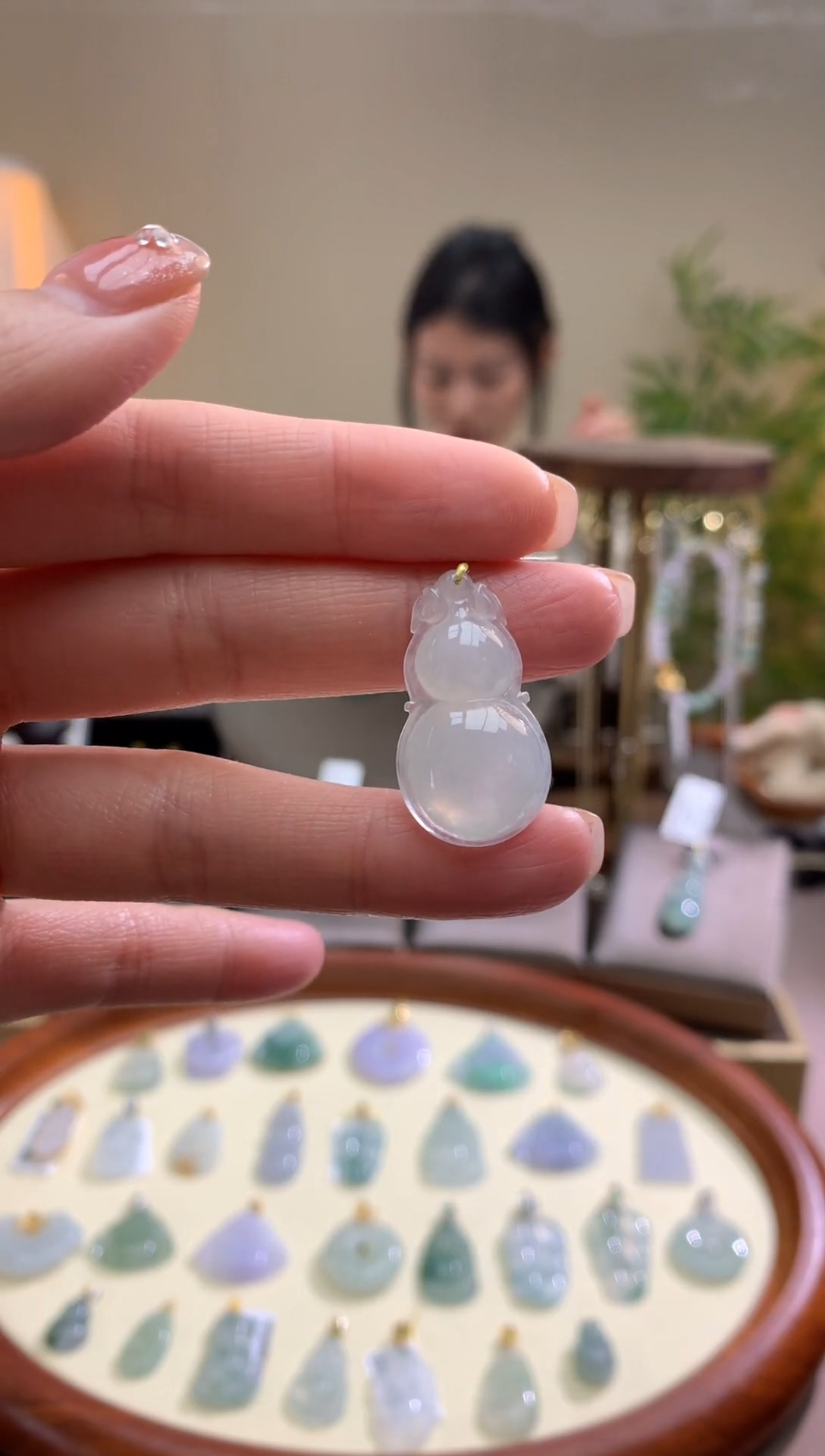 【闪购商品】翡翠颈饰18K金镶嵌葫芦