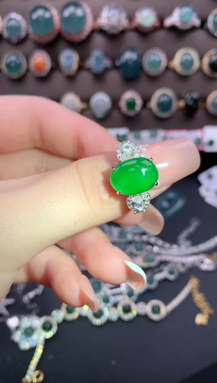 【闪购商品】翡翠戒指银S925镶嵌52141