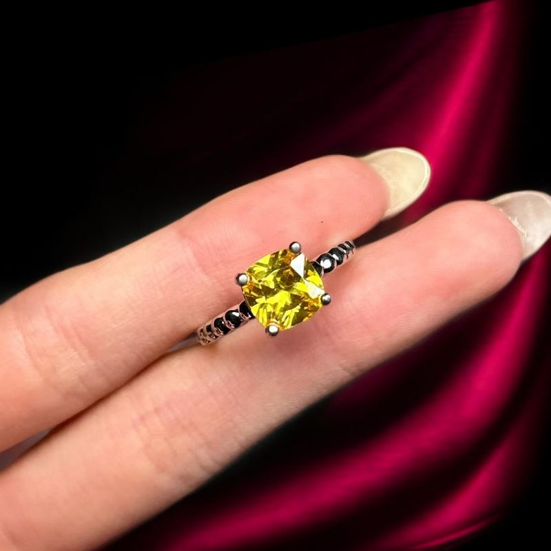  瑾萱高订名饰163-轻奢幻黄宝精切合金戒指