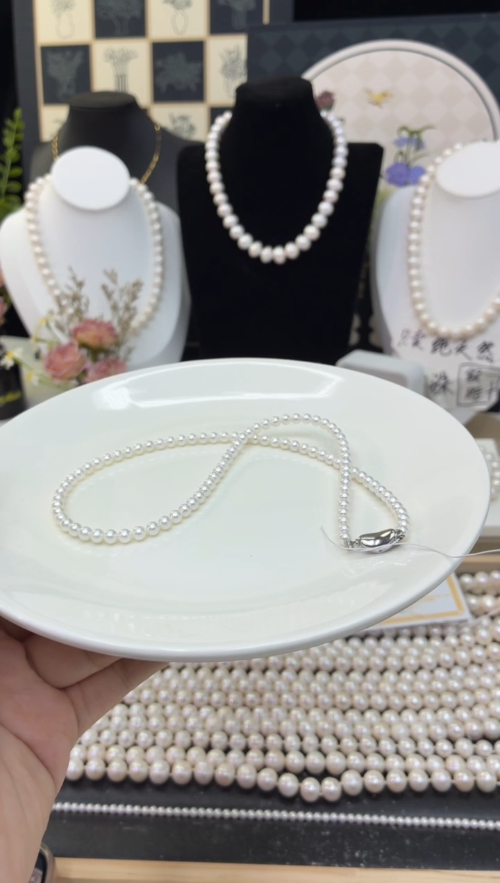 项链未镶嵌淡水珍珠小米珠元宝扣