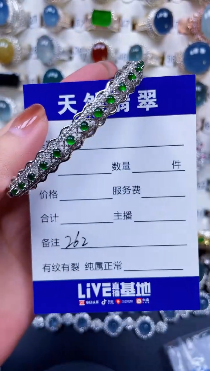 银S925镶嵌手镯翡翠262