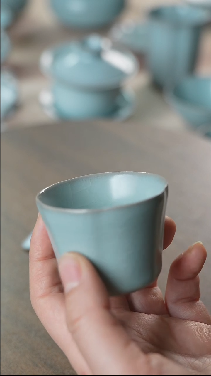 釉陶人三叔青瓷磨年-玉钟杯
