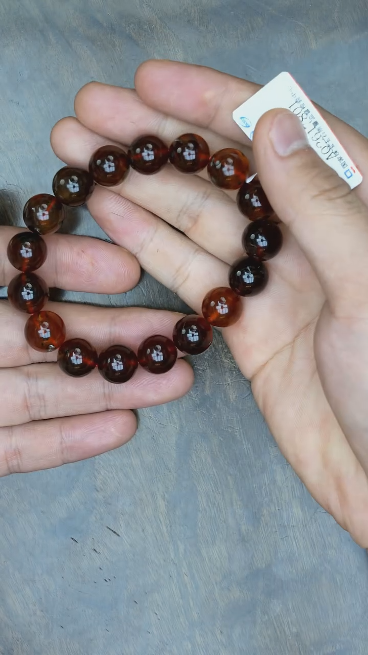 【闪购商品】琥珀裸石未镶嵌缅甸圆珠手串