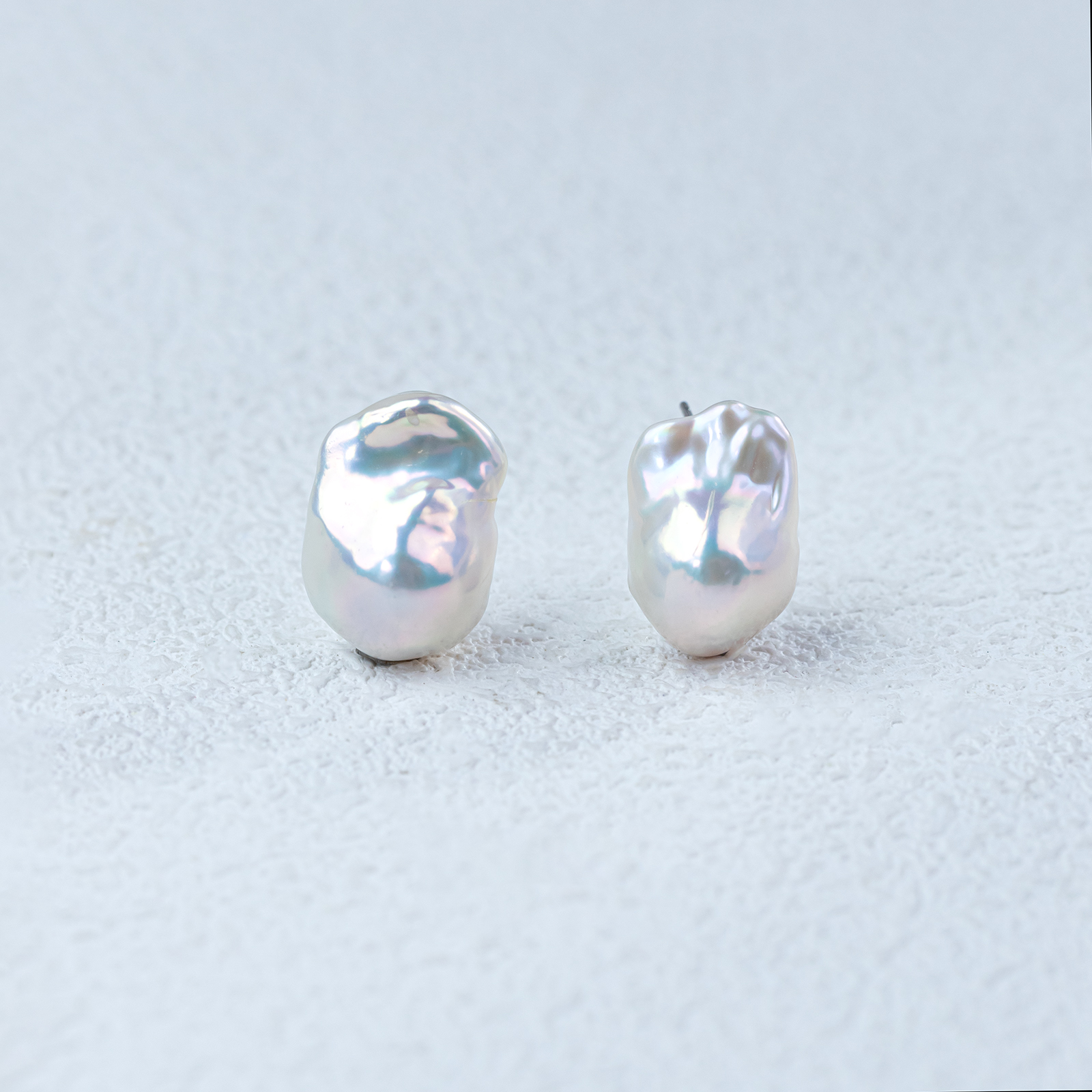 珈白丽【昕昕】淡水珍珠巴洛克素耳钉S925银针12-16mm多样性发货