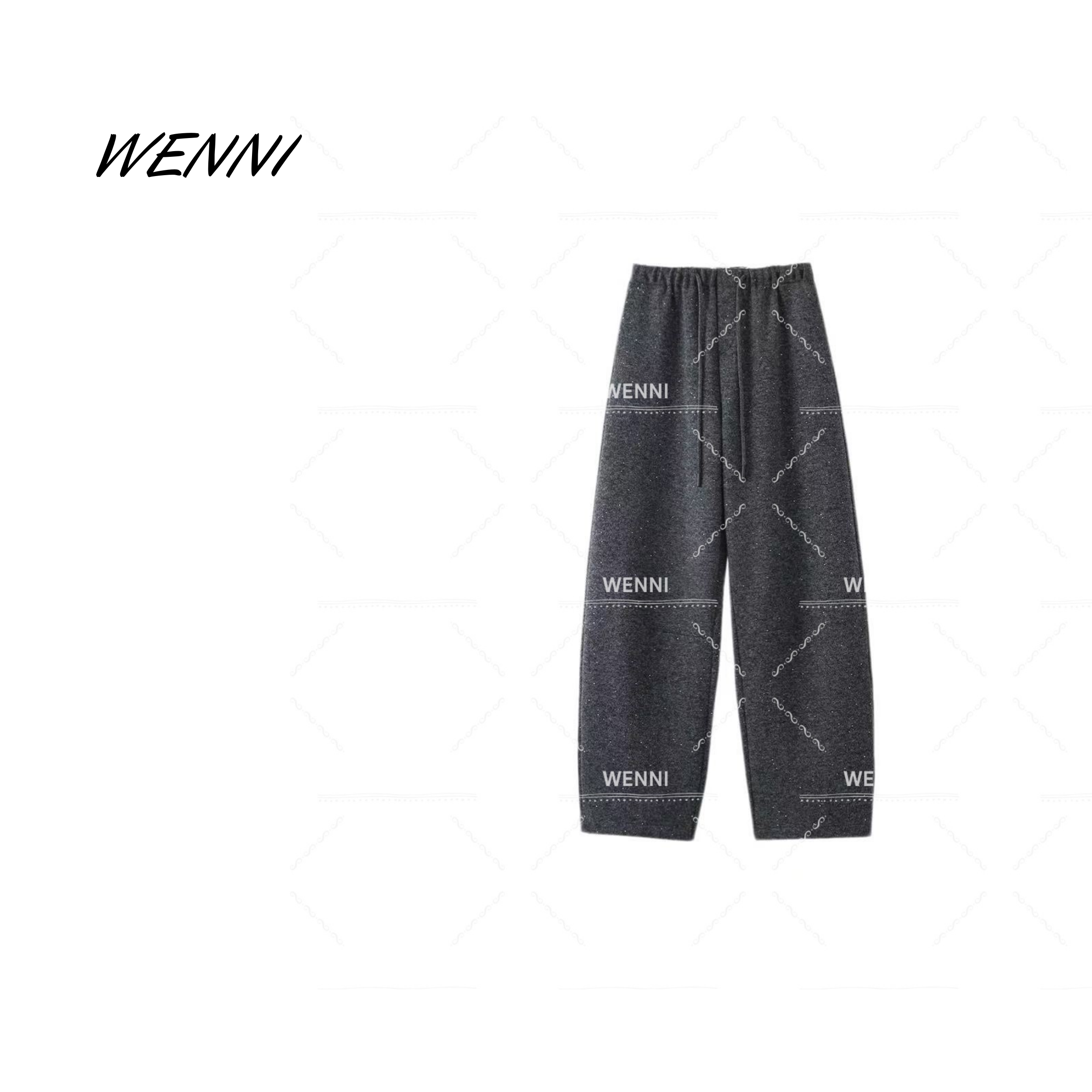 WENNI 【星光亮片裤】潮流藏肉松紧腰阔腿薄款/加绒款香蕉裤TD10319