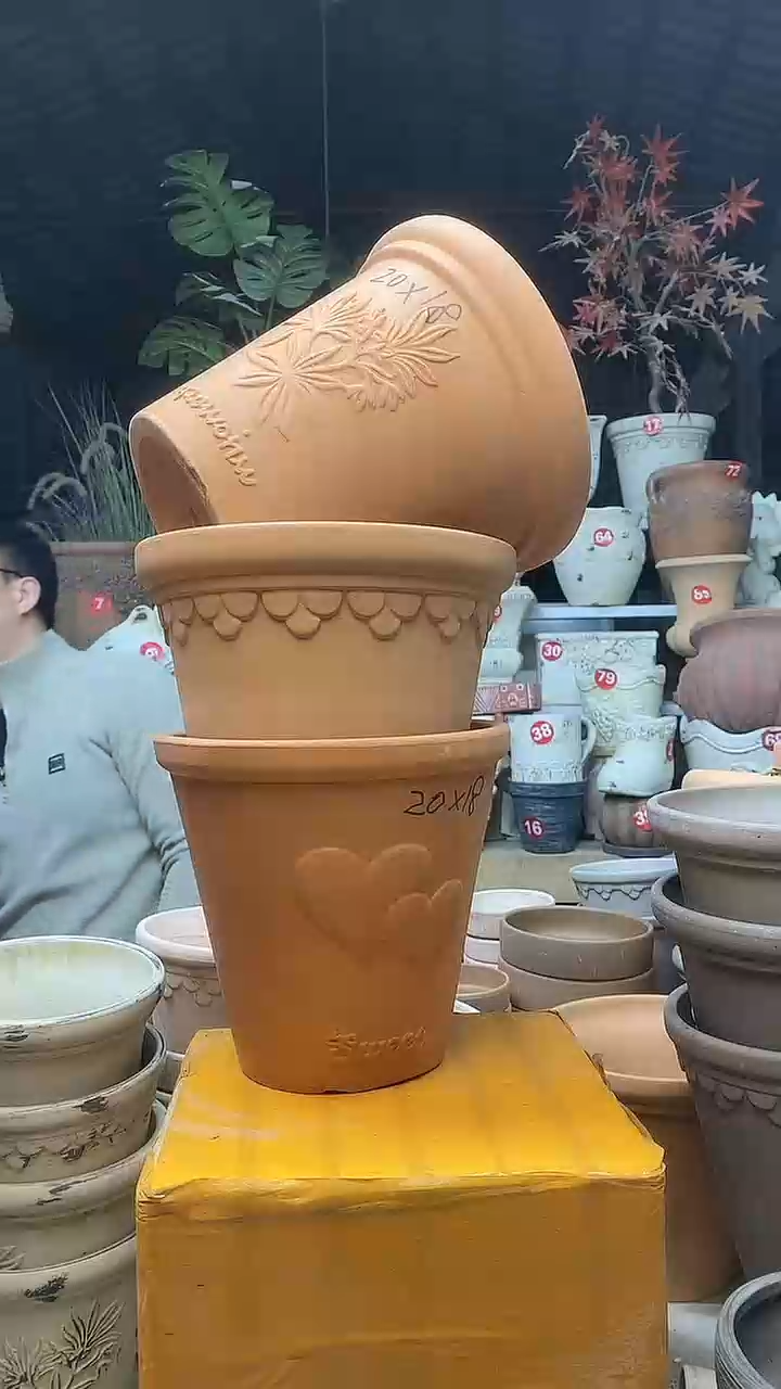 【闪购商品】缸3个20*18红陶爱心香草橄榄无托