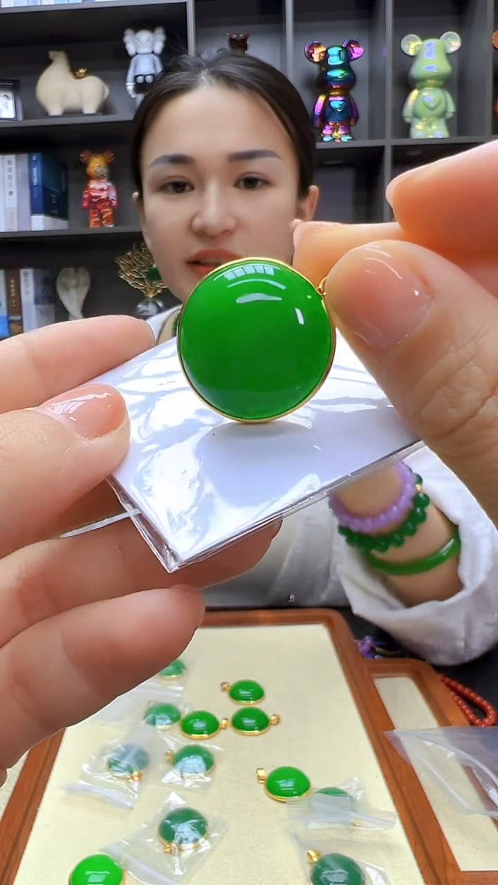 翡翠14K金镶嵌颈饰丹丹diy劲饰