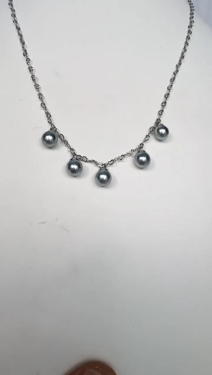 颈饰银S925镶嵌海水珍珠项链