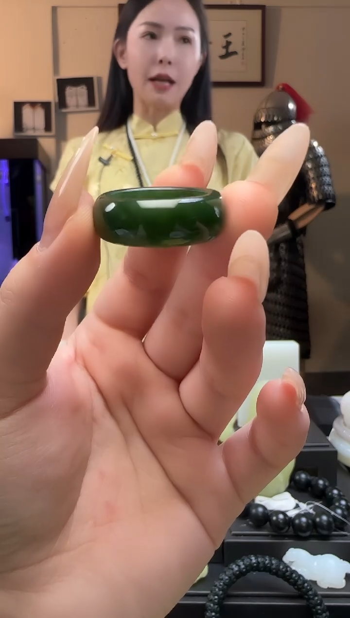 【闪购商品】和田玉碧玉戒指未镶嵌（19-21）