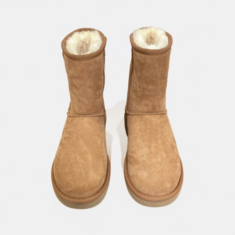 桑坡羊皮毛一体保暖御寒女靴雪地靴舒适保暖女鞋女士女款经典中筒