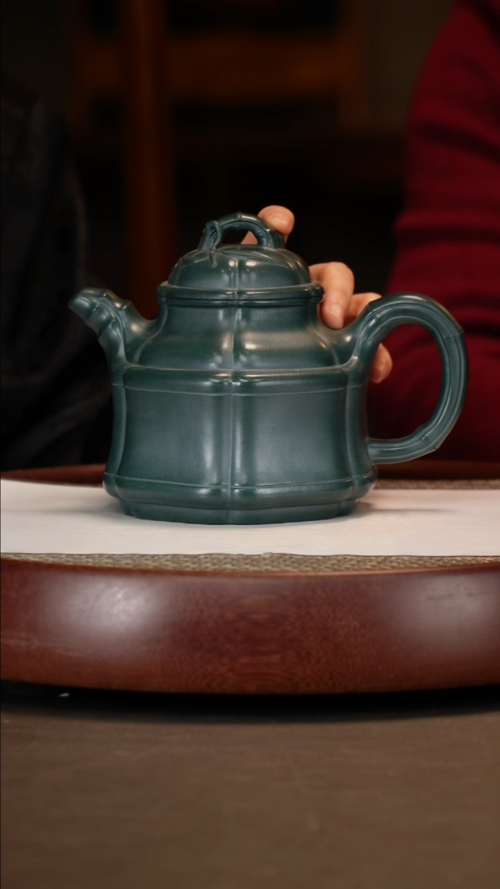 【闪购商品】紫砂茶壶三厂绿泥六方竹鼎