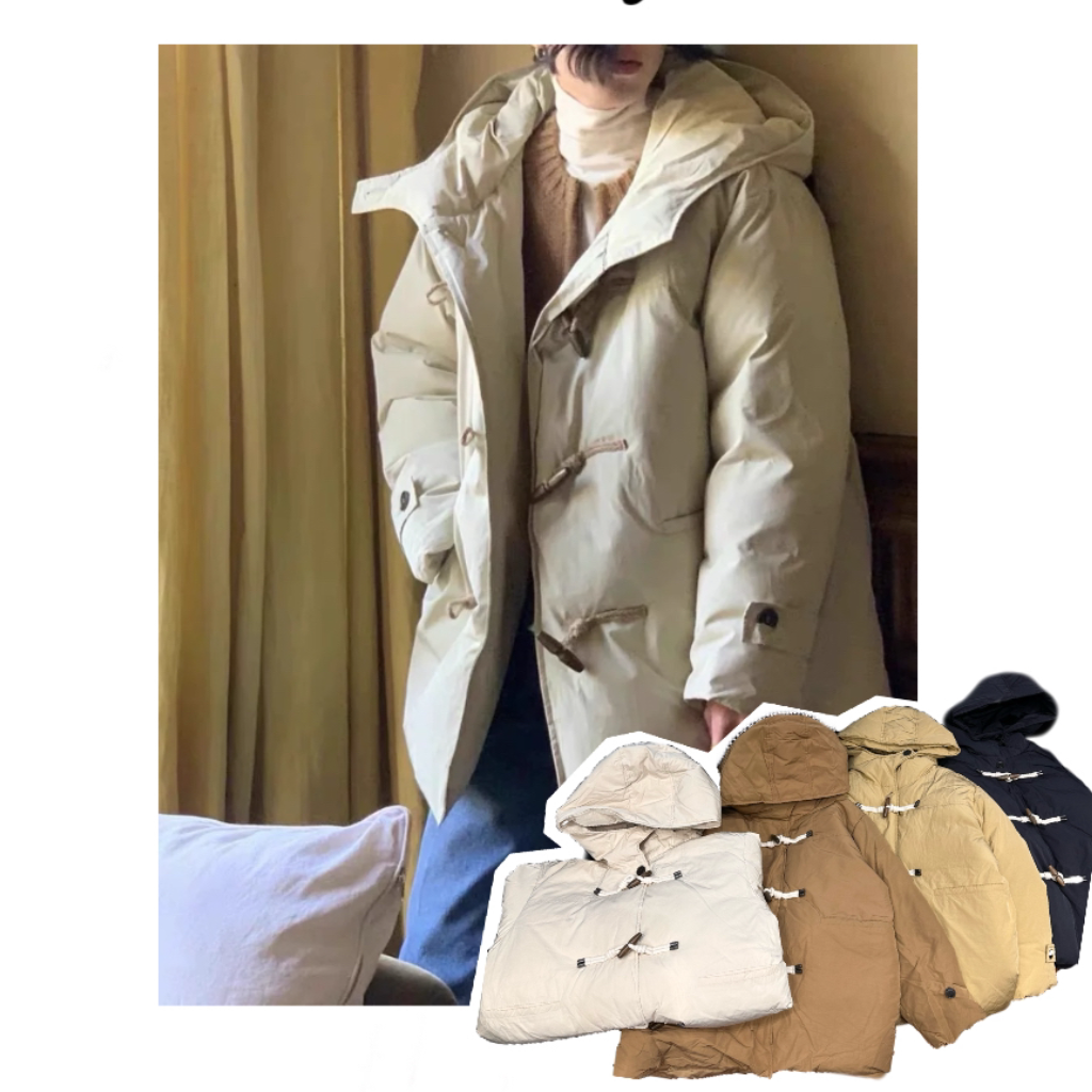 【牛角扣羽绒服】新韩单S*lo Dan*e连帽百搭保暖羽绒服显瘦羽绒外套