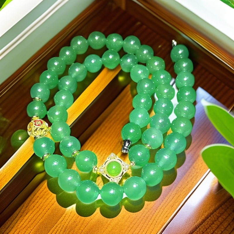 S7604【任会长珠宝】秦紫玉极光幽灵绿玛瑙项链-送礼佳品