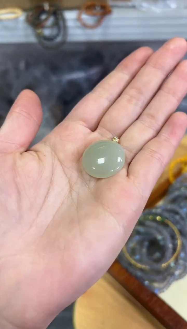 【闪购商品】和田玉颈饰银S925镶嵌和田玉蛋面银吊坠[544]