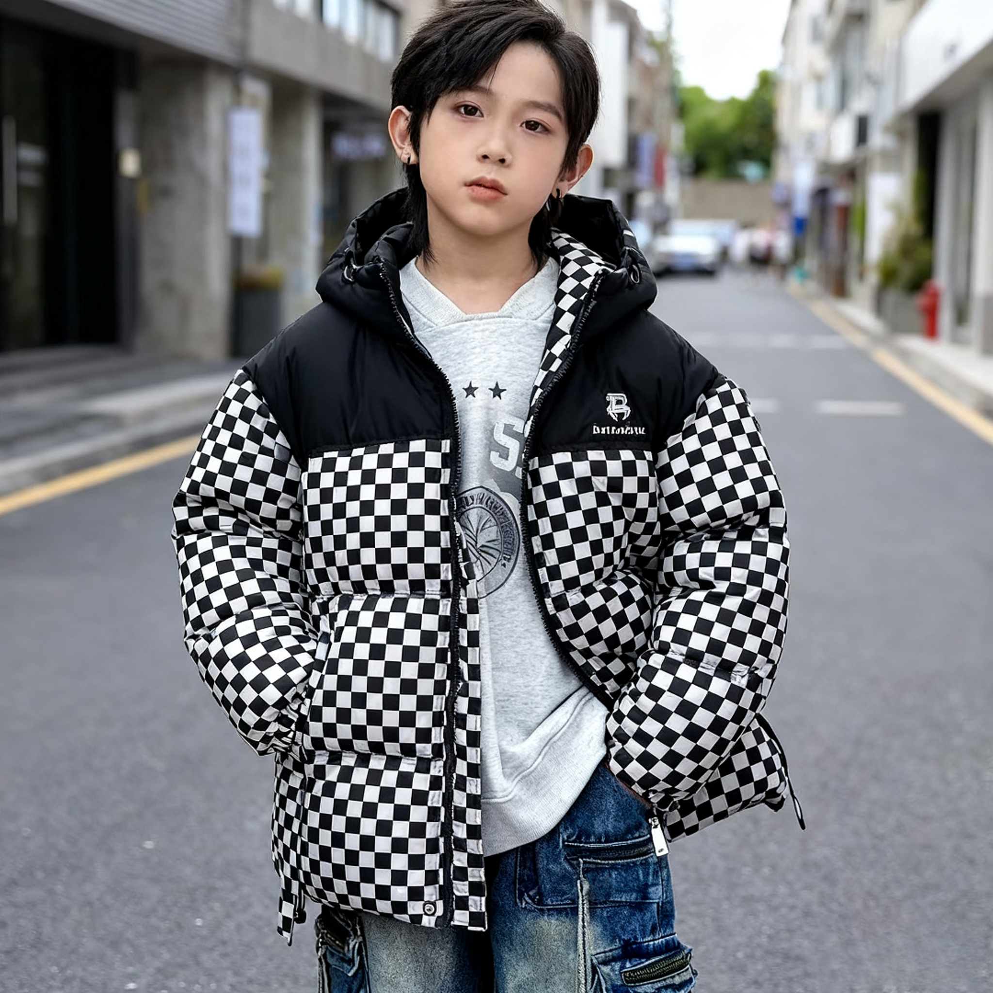 F01248男童冬季加绒加厚棉衣外套2025棉袄中大儿童男孩女童装棉服