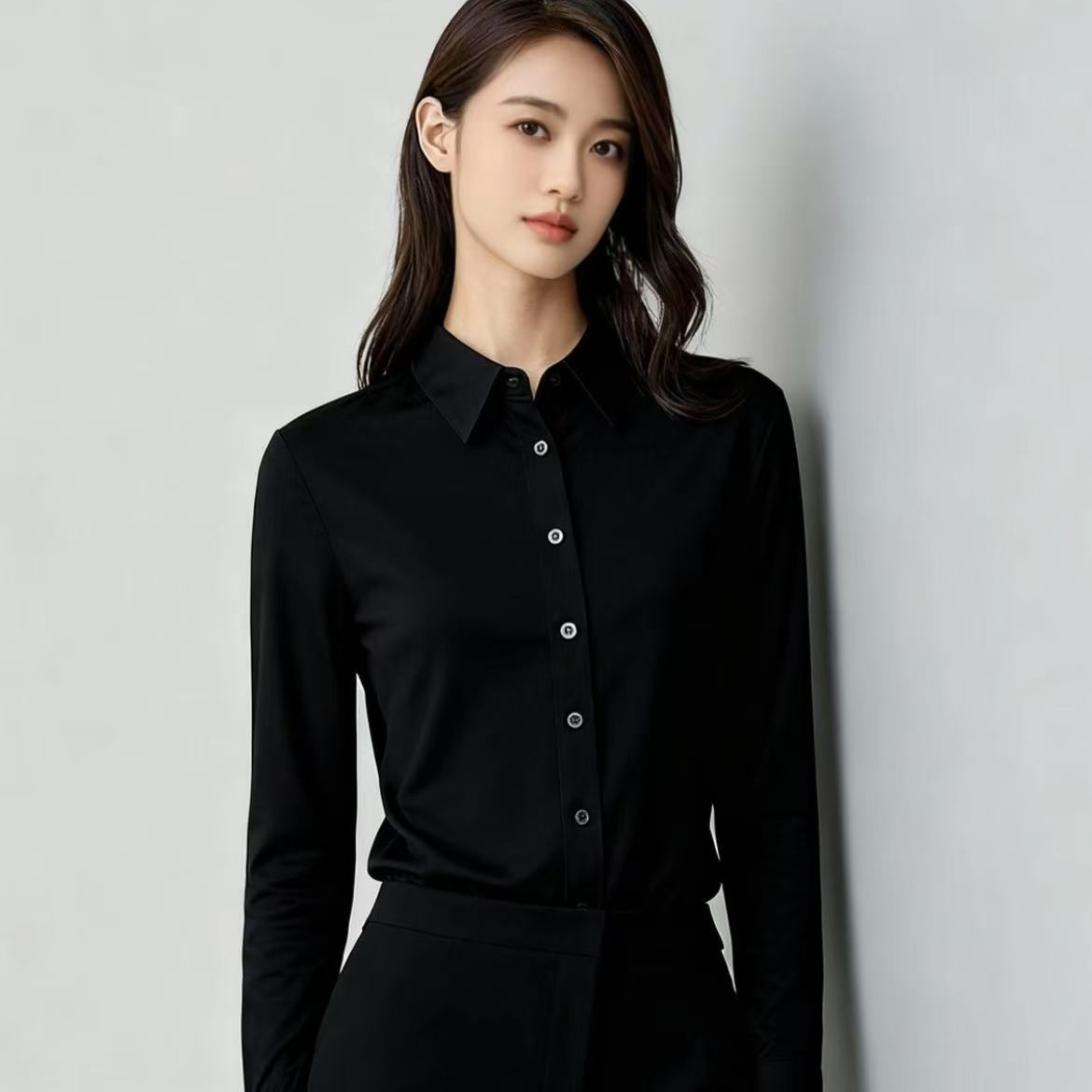 GIRDEAR/哥弟26早春新款显瘦气质百搭轻熟长袖衬衫130242