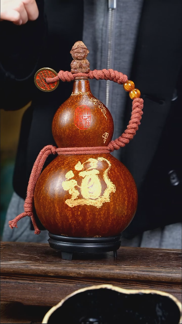 自*人YB088复古网兜款天然酒葫芦（一物一拍）