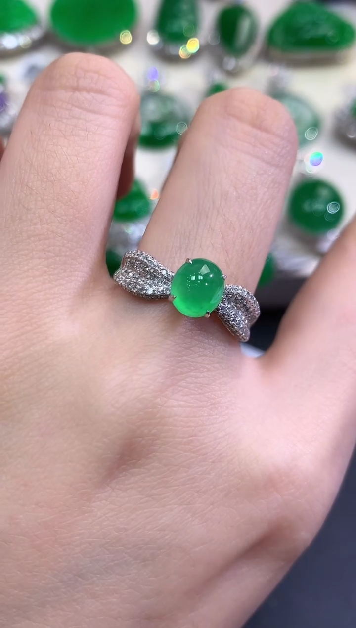 【闪购商品】翡翠戒指18K金镶嵌D11   