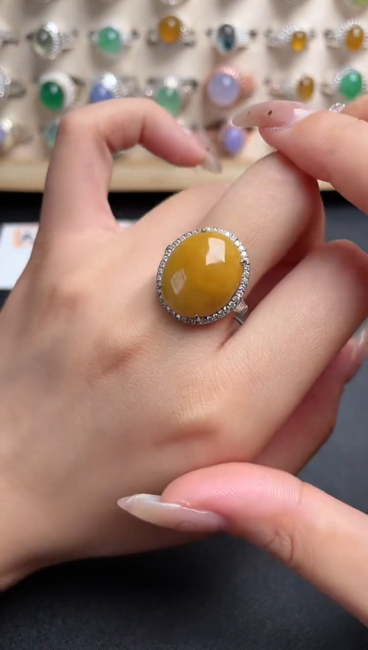 【闪购商品】翡翠戒指银S925镶嵌一物一证一礼盒