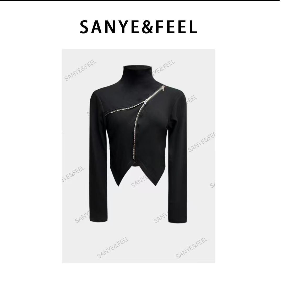 sanye&feel/妍三也【高冷气质】半高领长袖内搭修身上衣54304YX