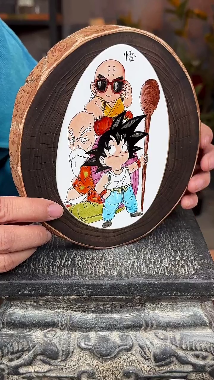 【闪购商品】摆件碳化银杏木釉上彩茶盘