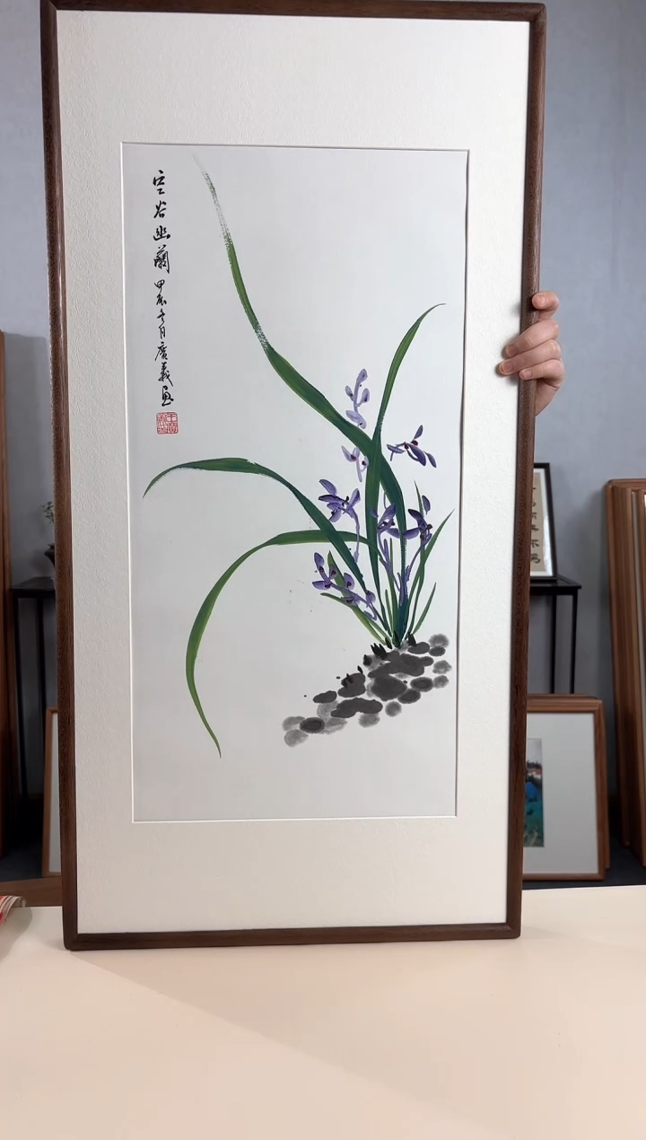 【闪购商品】国画手绘*兰花*47*92cm实木框