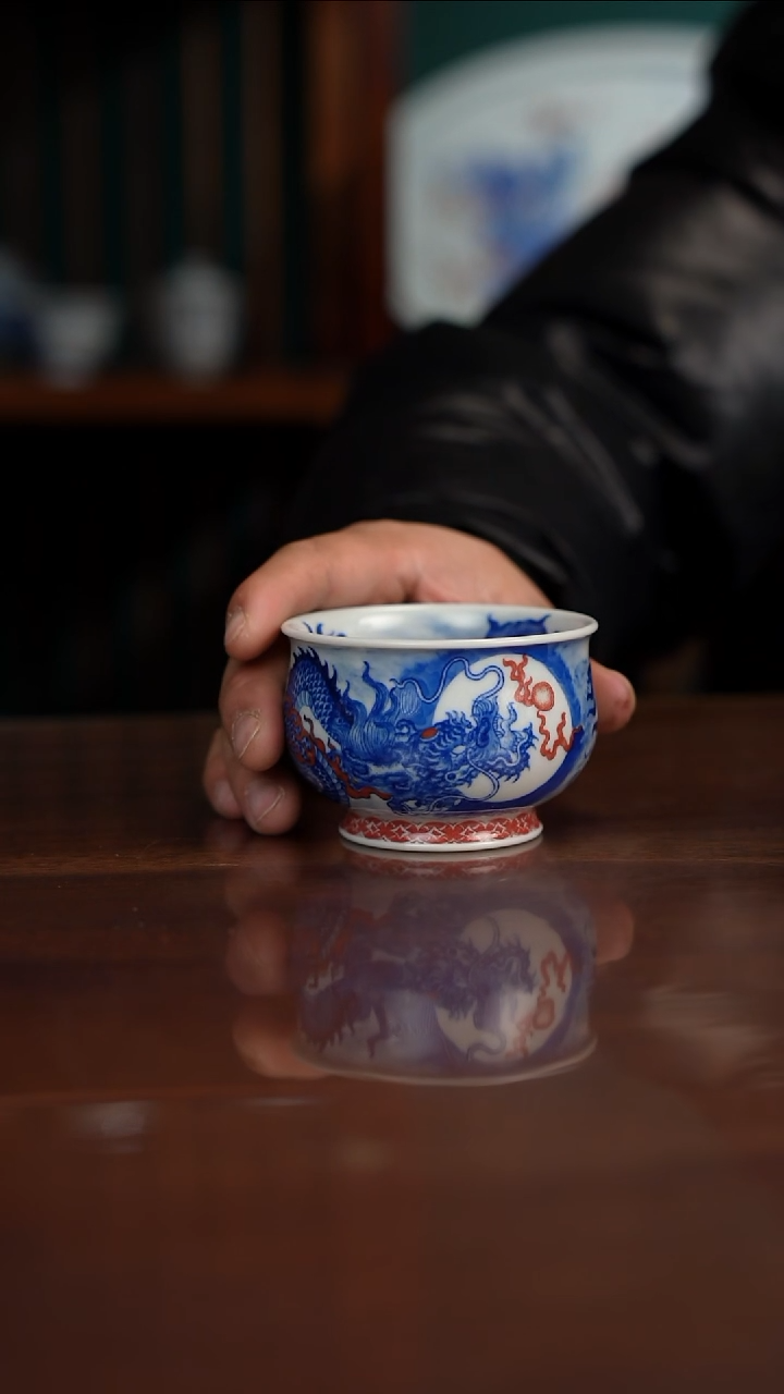 自成柴窑青花釉里红