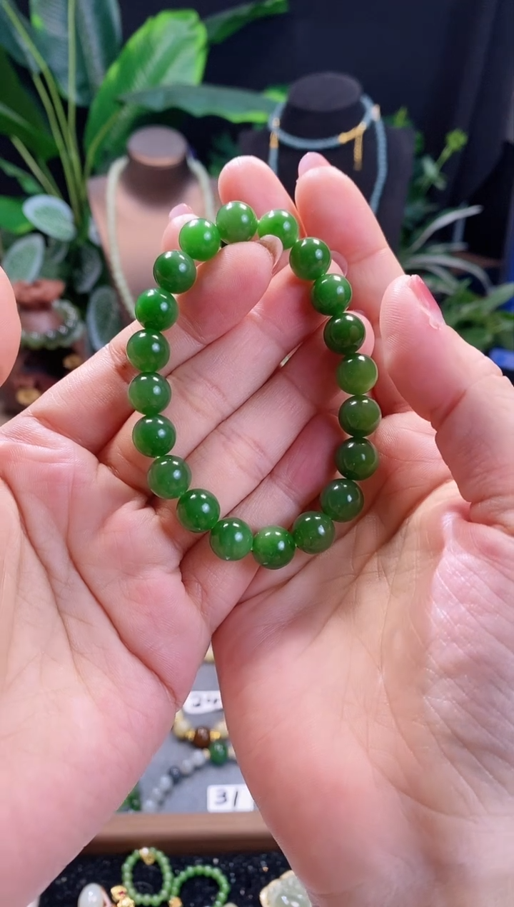 【闪购商品】和田玉（碧玉）手链未镶嵌精品10m俄料碧玉手串