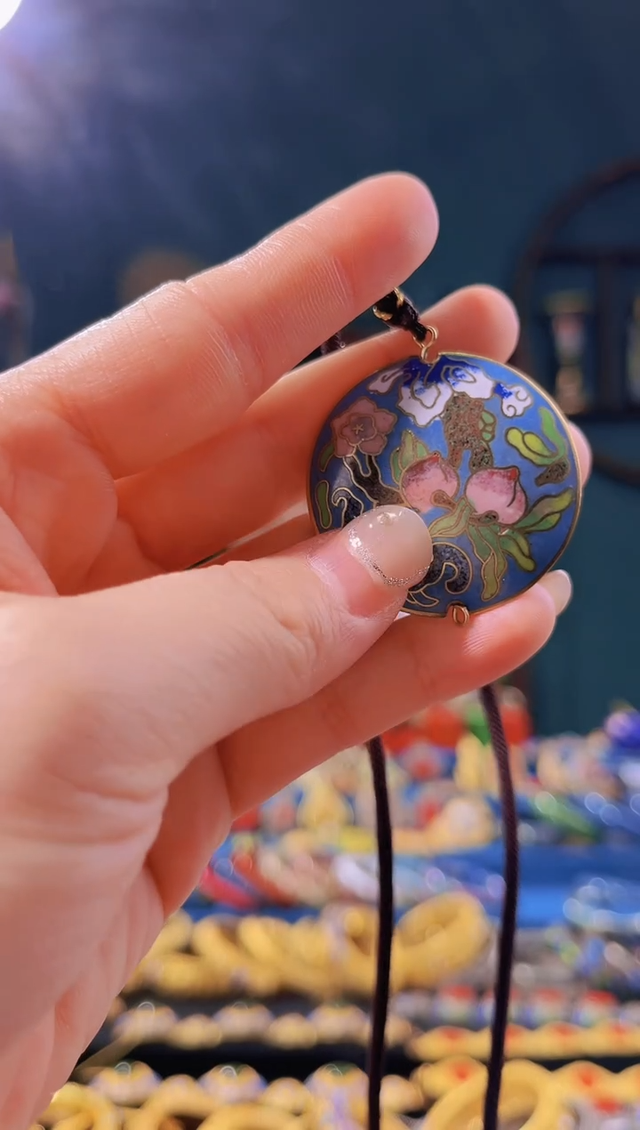 【闪购商品】景泰蓝圆牌项链湖蓝色