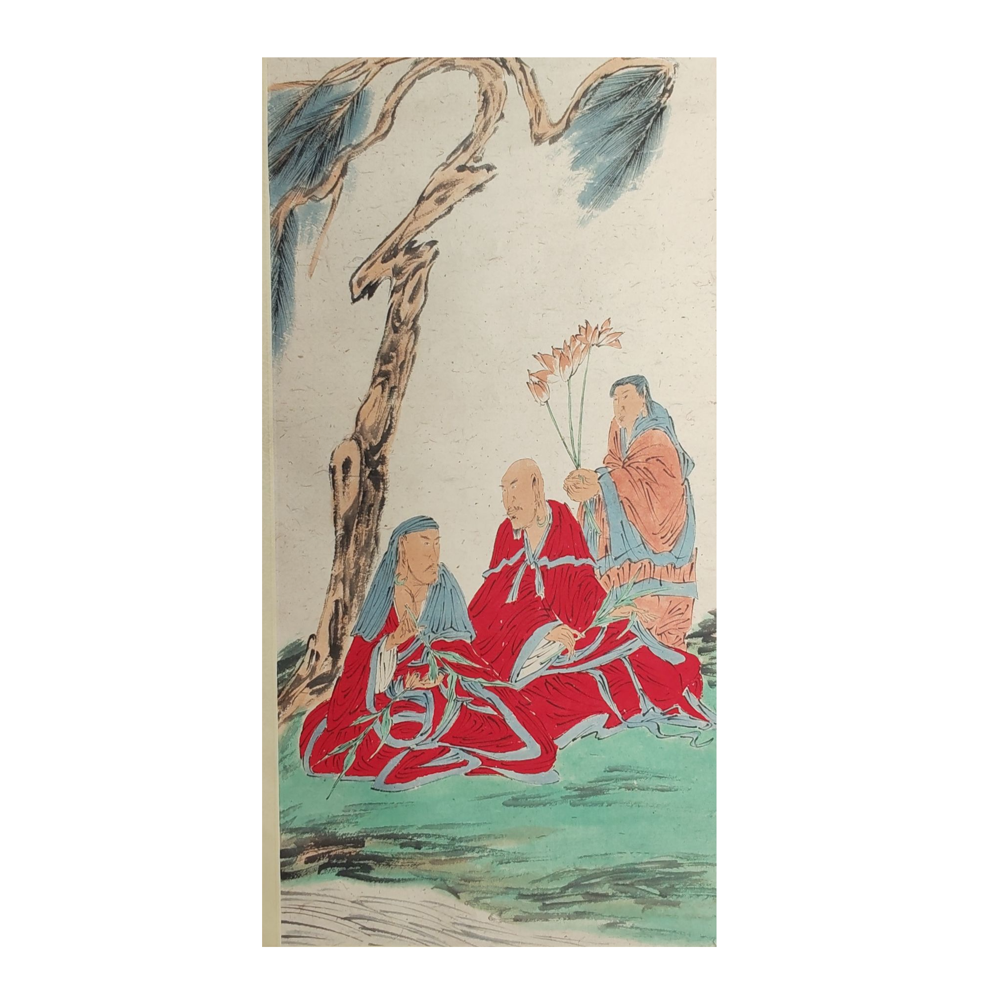 LOT.6002 《听松观荷》116*47cm 纸本设色镜片