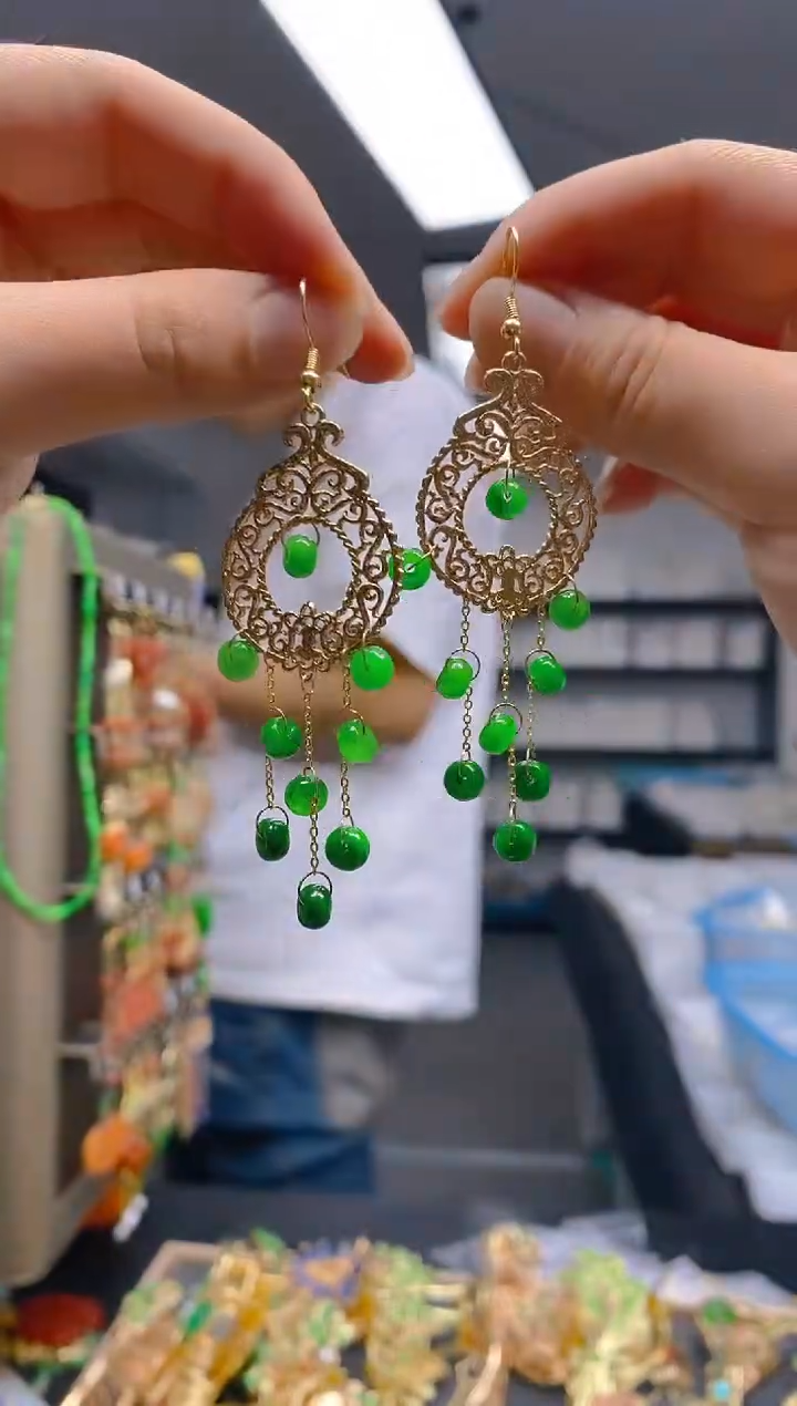 【闪购商品】翡翠耳饰合金0136翡翠耳钩