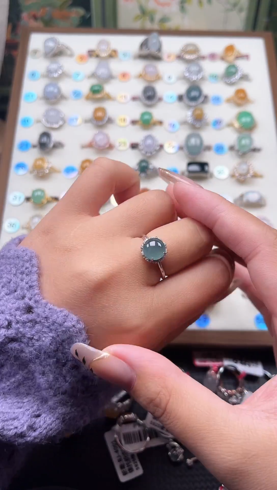 【闪购商品】翡翠戒指银S925镶嵌天然A货翡翠戒指（有棉）