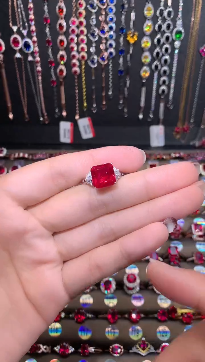 【闪购商品】红宝石戒指银S925镶嵌银色