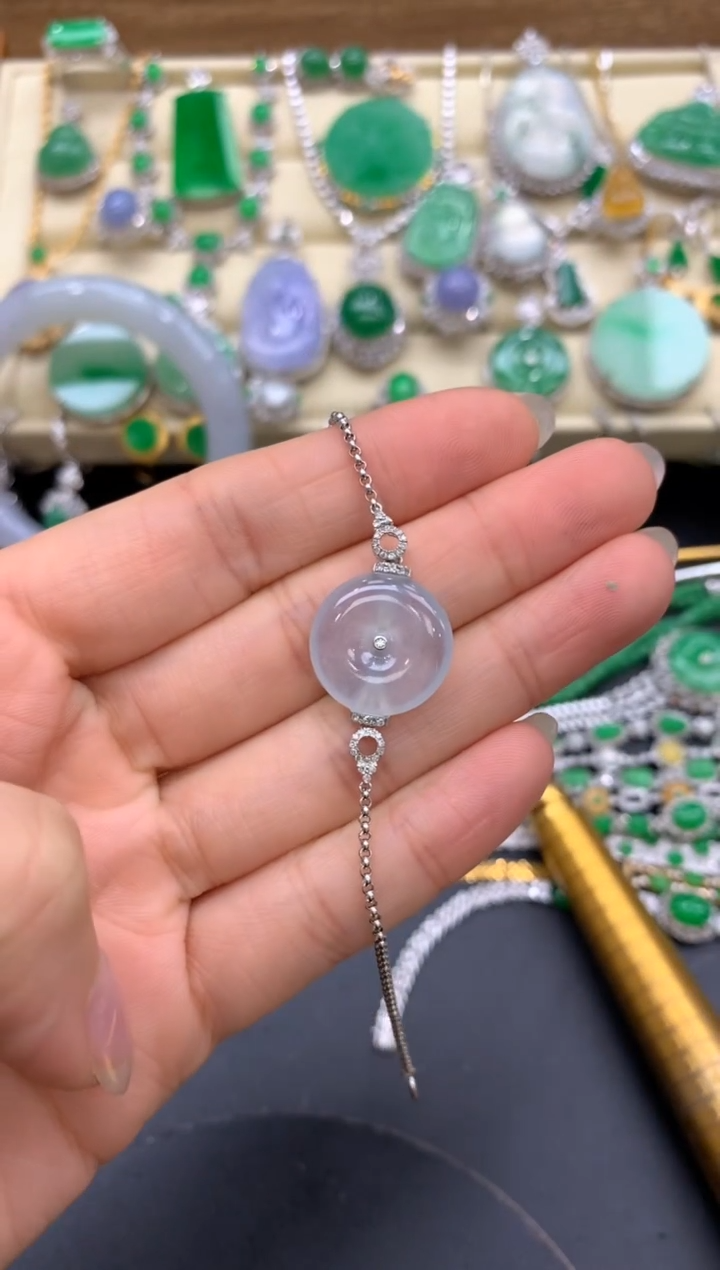 【闪购商品】翡翠手链18K金镶嵌391-中国好珍宝