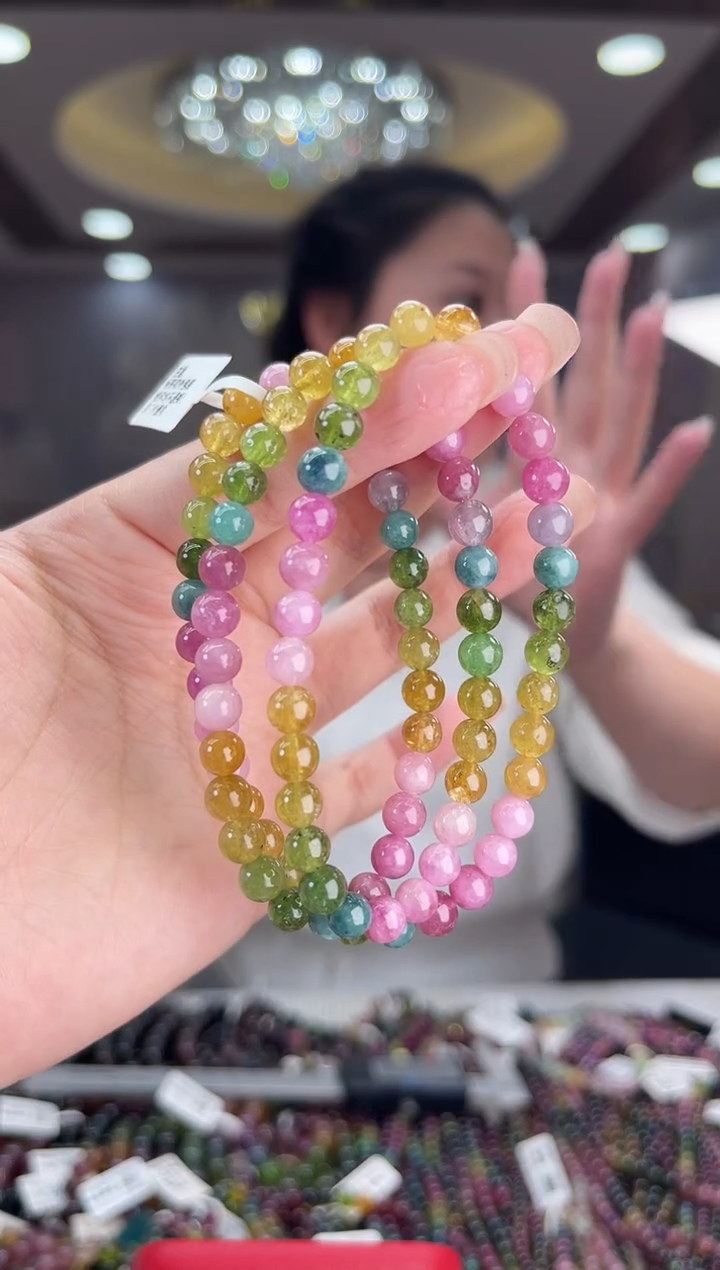 【闪购商品】/未镶嵌碧玺6mm+碧玺多圈多样性发货