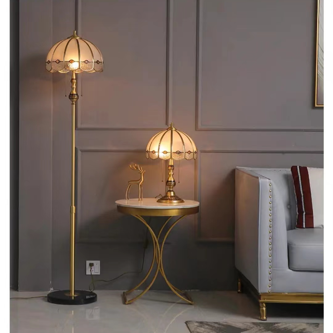 全铜美式台灯卧室客厅落地灯欧式奢华高档浪漫复古床头灯简约书房