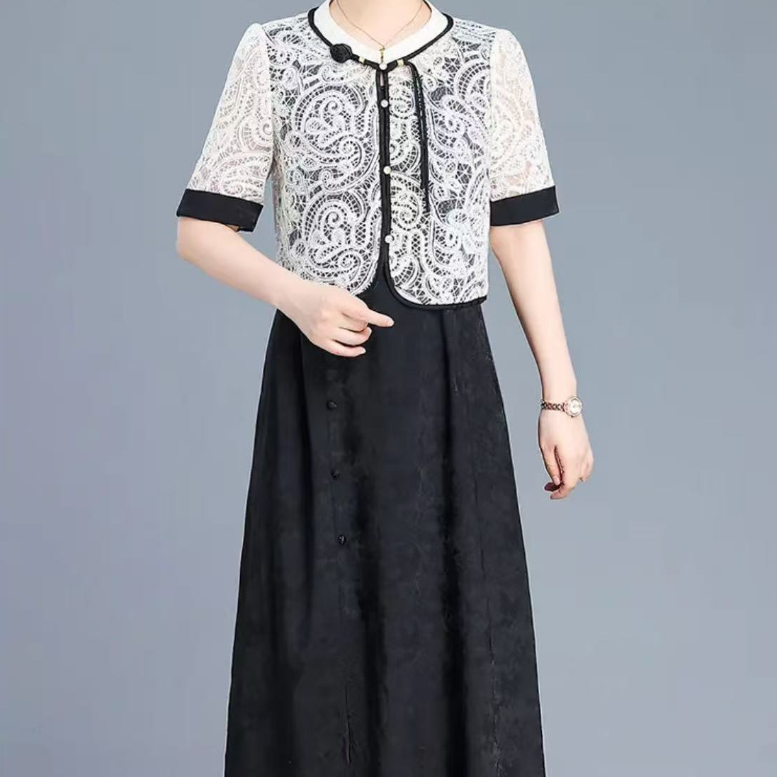 BG25-G气质高级心机女不显胸感遮屁中长款连衣裙时尚休闲复古