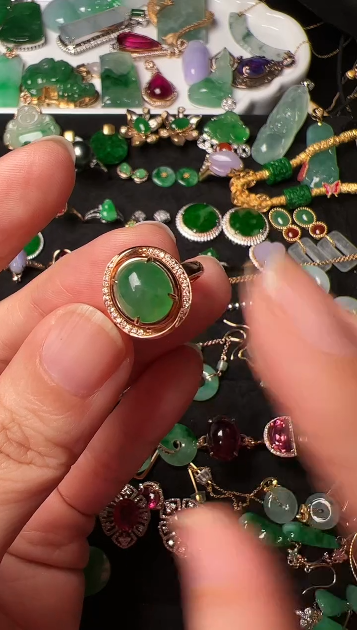 【闪购商品】翡翠戒指18K金镶嵌【闪购商品】