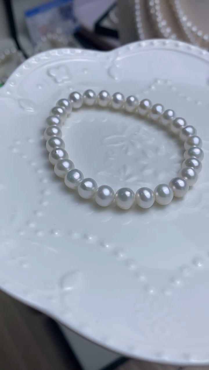 未镶嵌手链淡水珍珠6-7mm珍珠手链