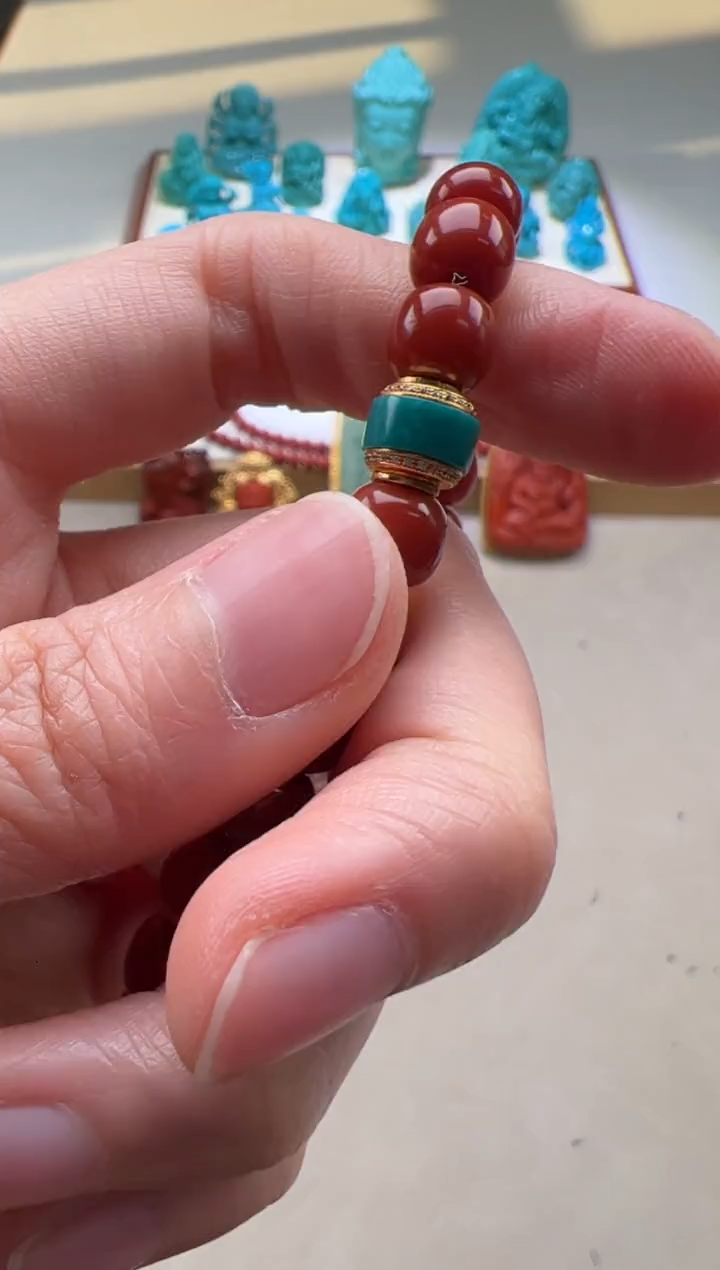 【闪购商品】南红玛瑙手串手串18K金镶嵌手串手串