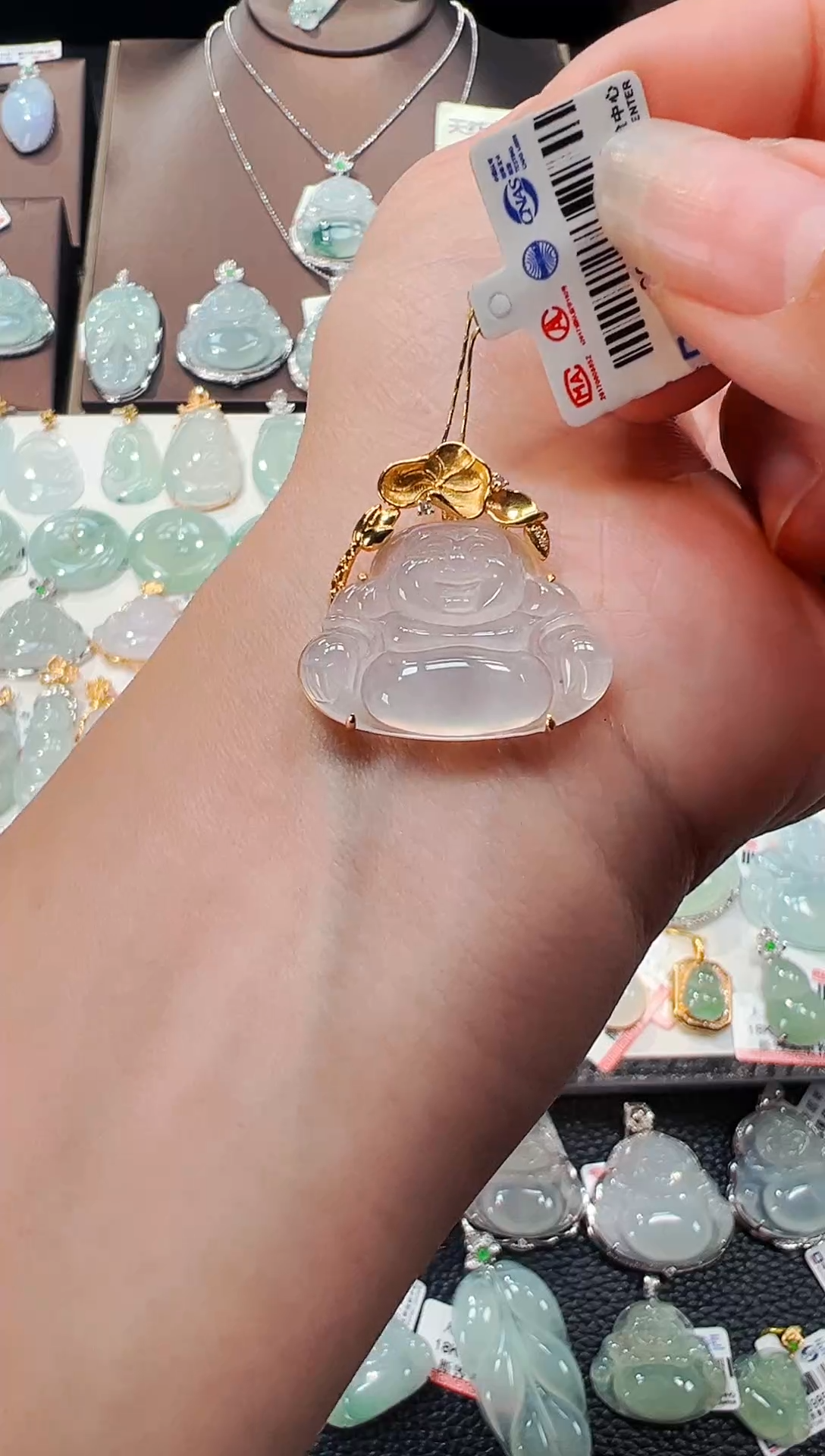 【闪购商品】翡翠颈饰18K金镶嵌佛公吊坠