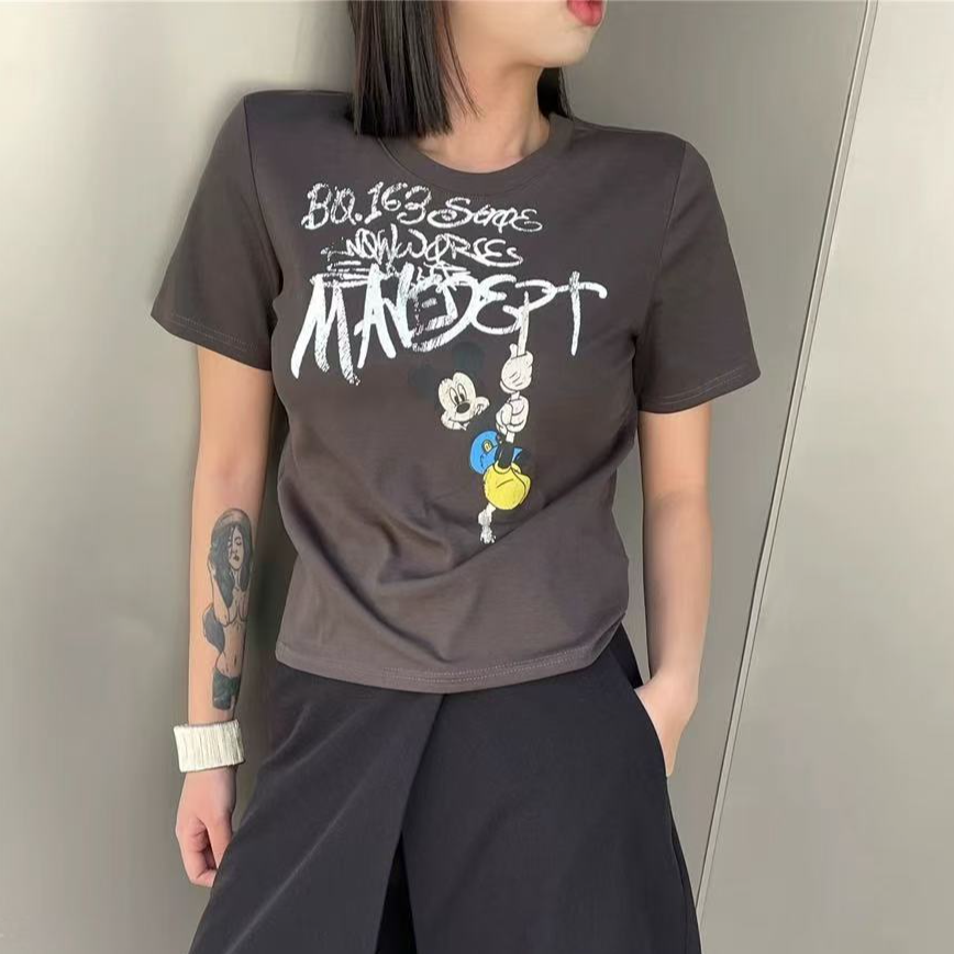 深圳南油高货新款字母米奇涂鸦短袖T恤