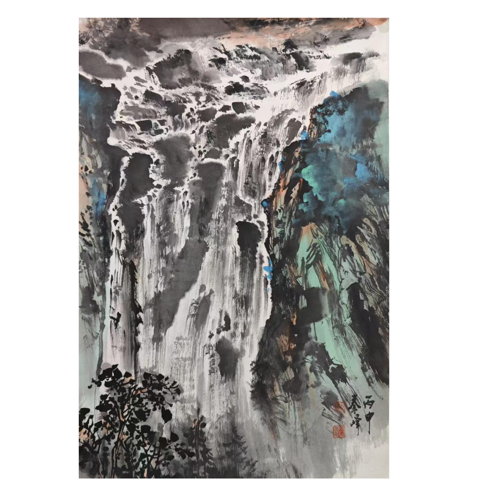 QF-2-701 秦峰-山水 尺寸45x68 纸本托底