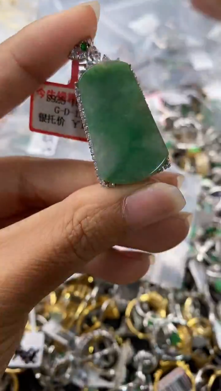银S925镶嵌戒指翡翠3333---4