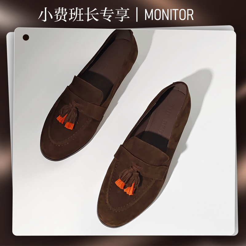 迪莉桠新款时尚气质流苏全皮舒适乐福鞋圆头粗跟百搭单鞋休闲女鞋
