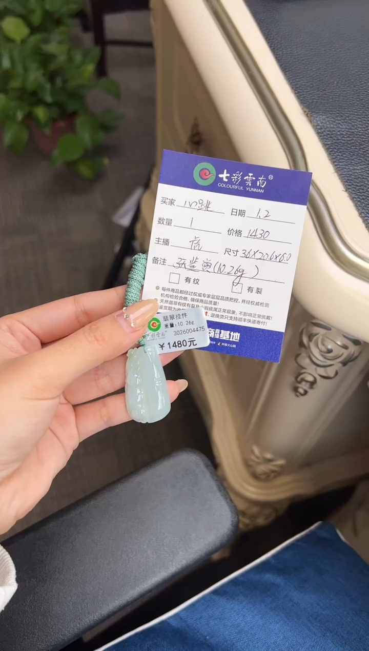 颈饰未镶嵌翡翠心***谎竹节